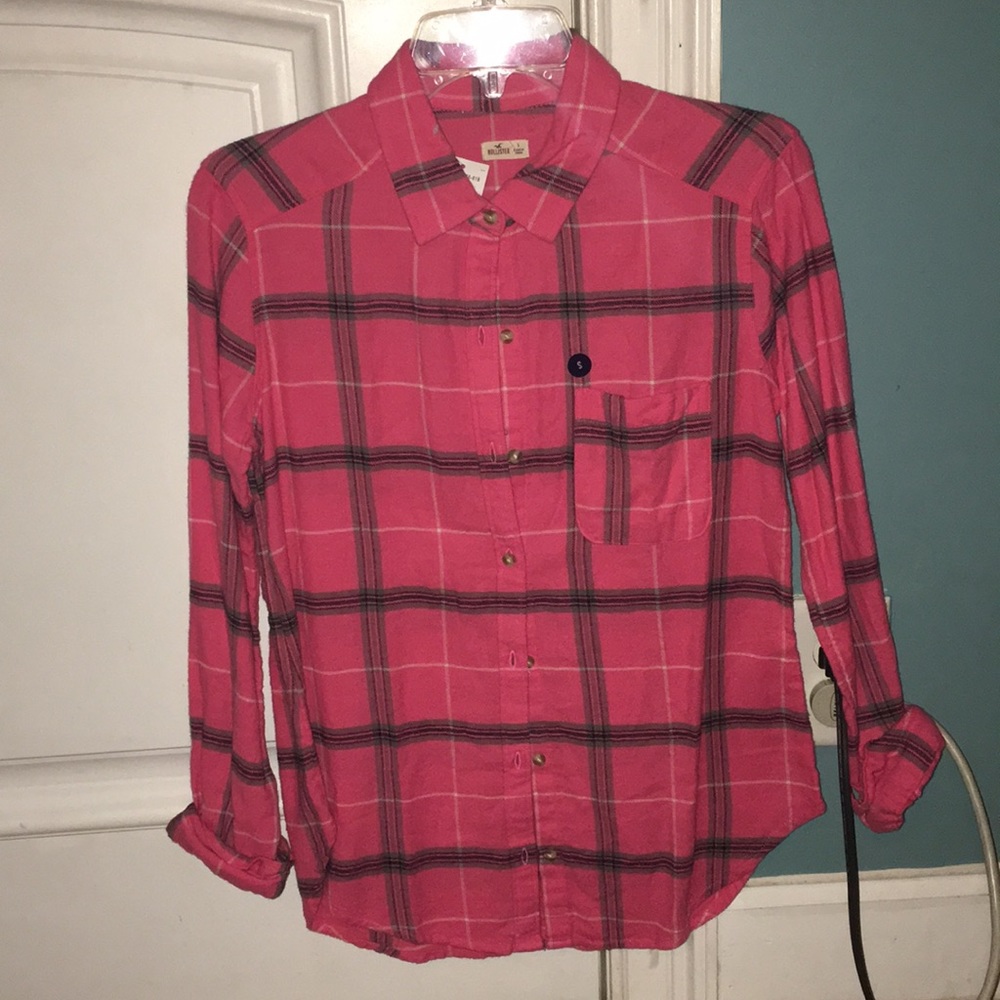 Pink Hollister Plaid Shirt